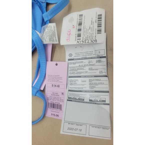 Women's Ribbed Triangle String Bikini Top - Wild Fable Blue Small - Picture 9 of 9